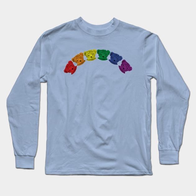 Pride Teddy Bear Rainbow Long Sleeve T-Shirt by ellenhenryart